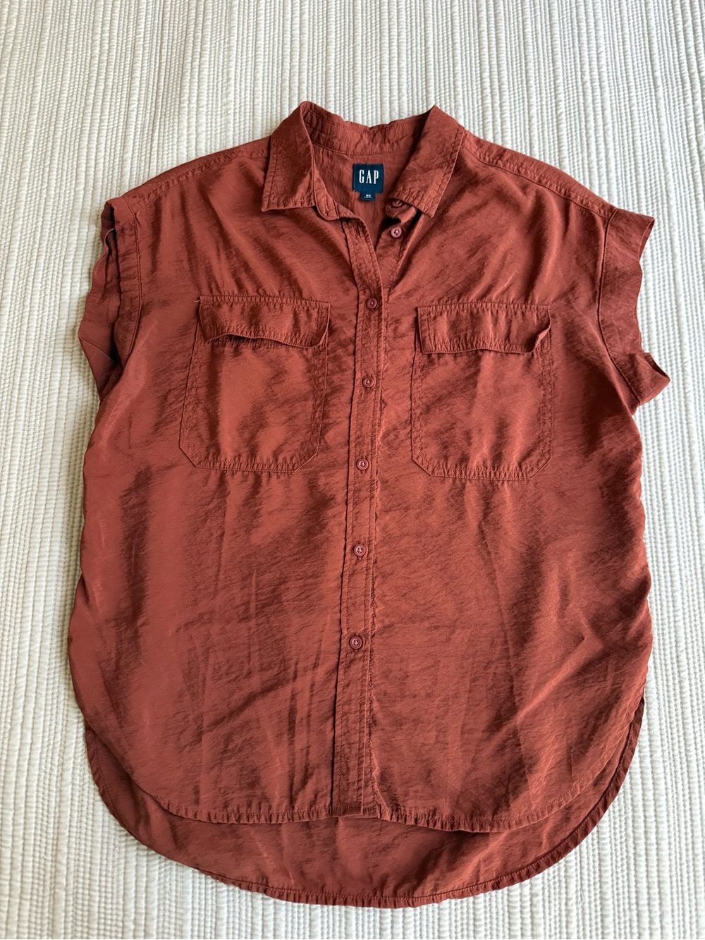 GAP Red Brown Button Down Collared Blouse XS